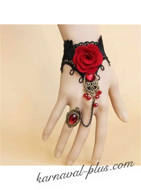 Слейв-браслет готический ажурный с кольцом и розой